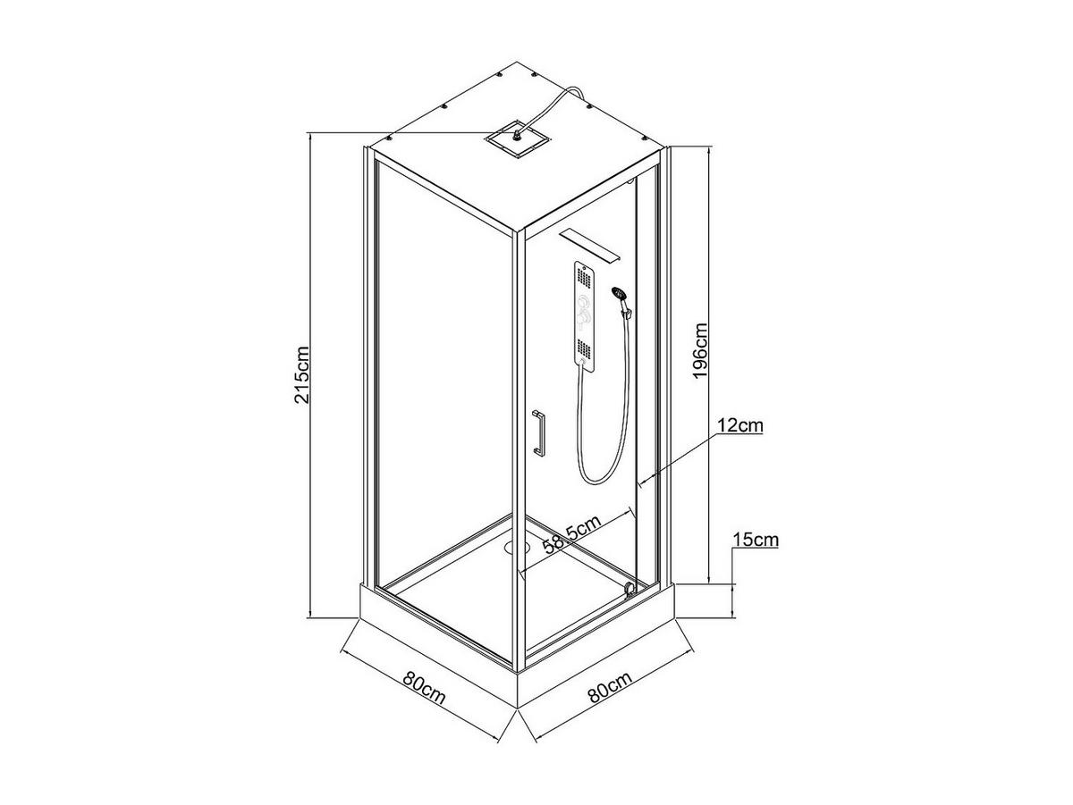DUSCHKABINE - 80cm x 80cm - Sicherheitsglas - schwarz, weiß - FOMIRA - Schwarz, Glas (80/80/211cm) - Vente-Unique