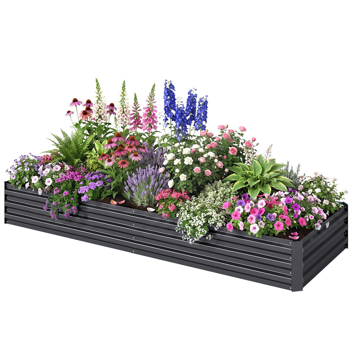 HOCHBEET DE-12210 rechteckig 241/90/30 cm aus Wellblech Grau - Grau, Metall (241/30/90.5cm) - ComfortXL