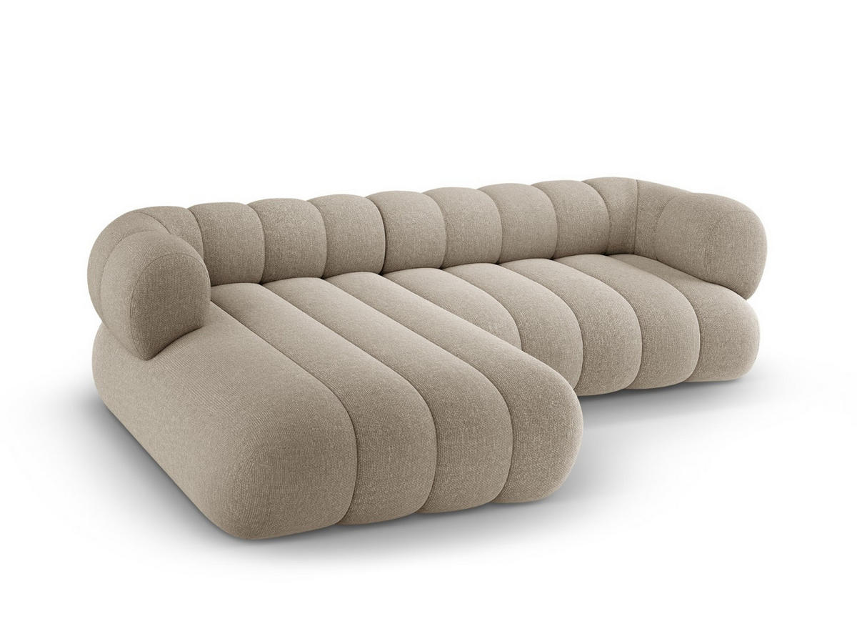 ECKSOFA Koge aus Chenille-Stoff dunkelbeige 5 Sitzplätze - Mokka, Textil (165/270cm) - Cosmopolitan Design