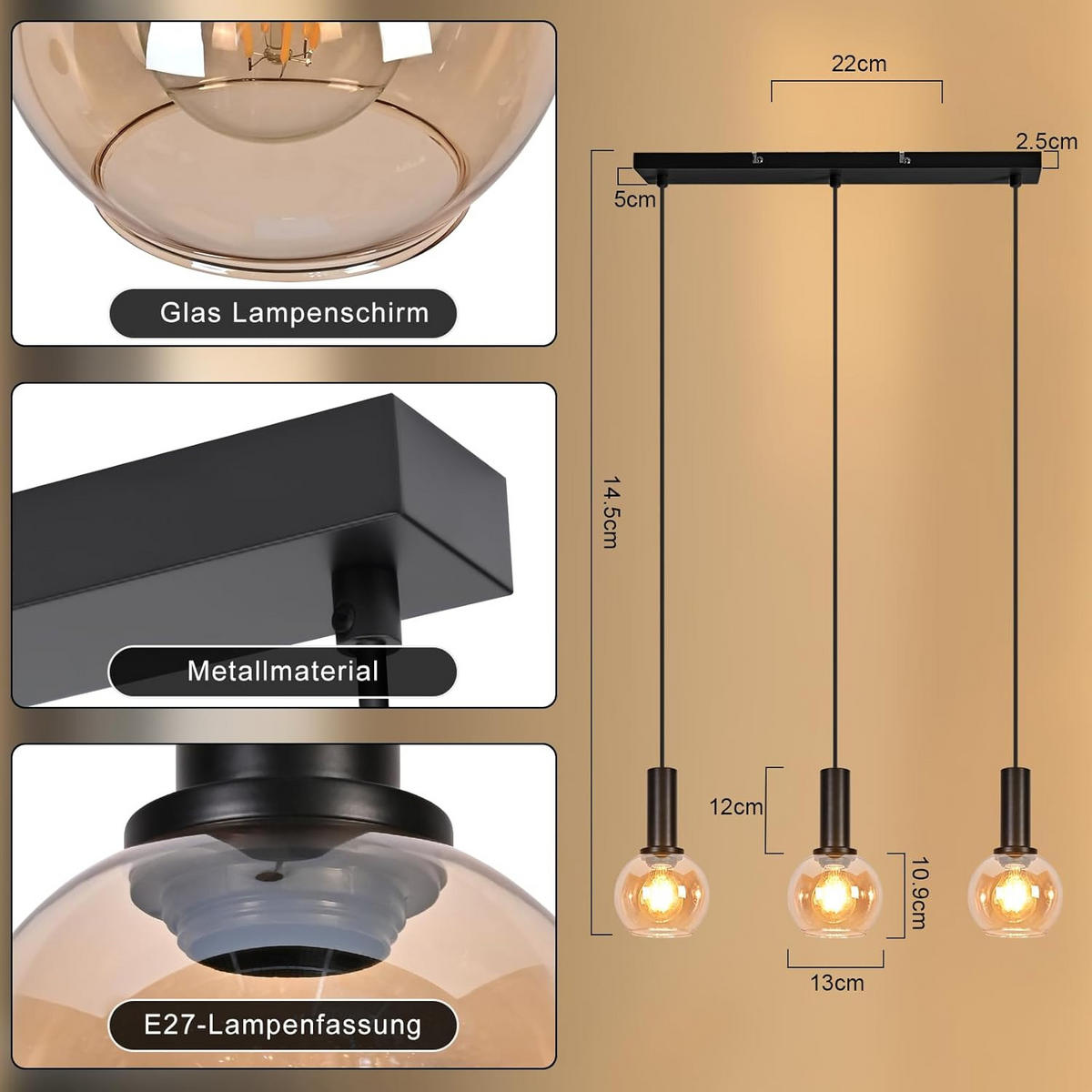 PENDELLEUCHTE 13/40/145cm - Schwarz, Metall (40/13/145cm) - Nettlife