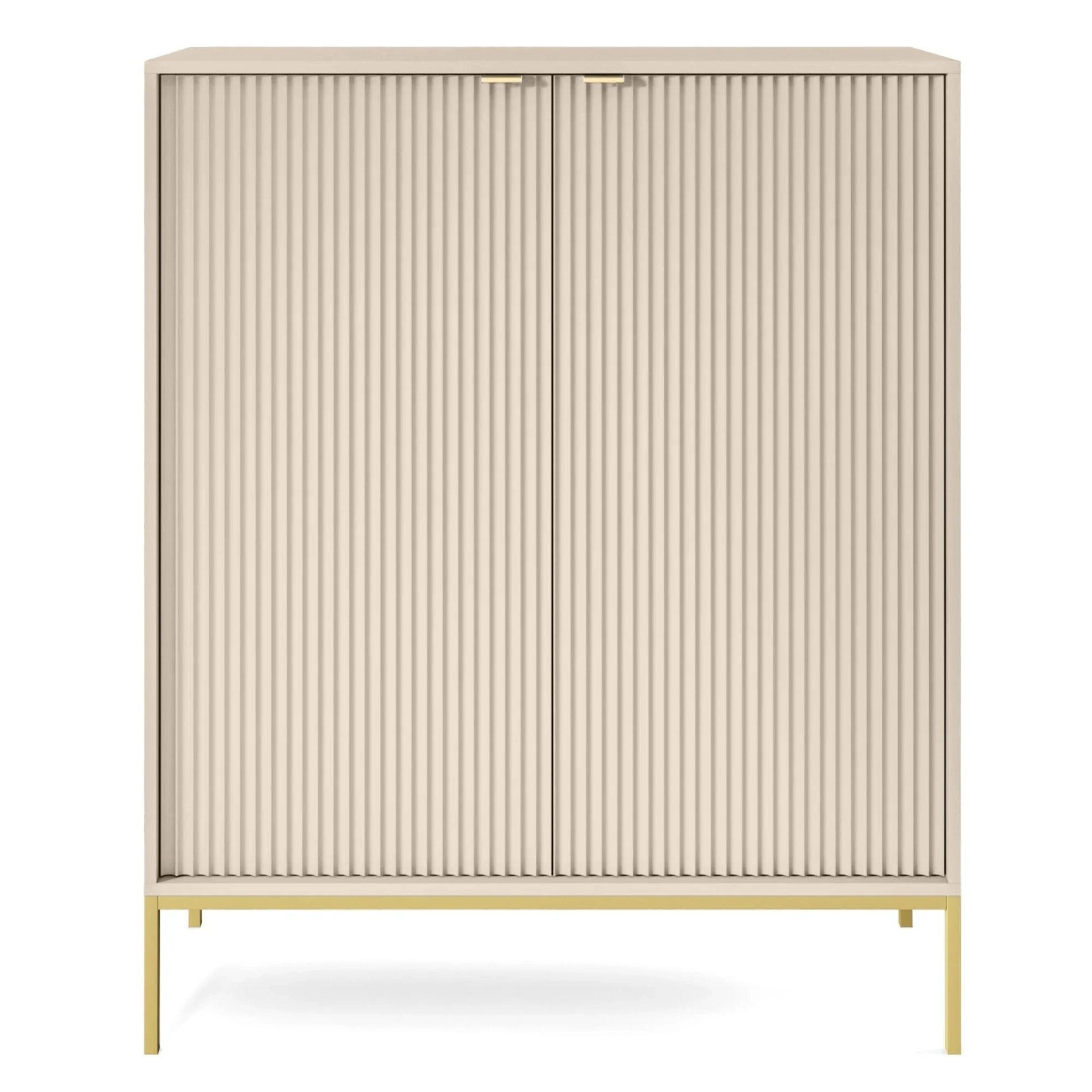 VELLORE Highboard - Beige/Goldfarben, Holzwerkstoff/Metall (104/125/39cm) - Selsey