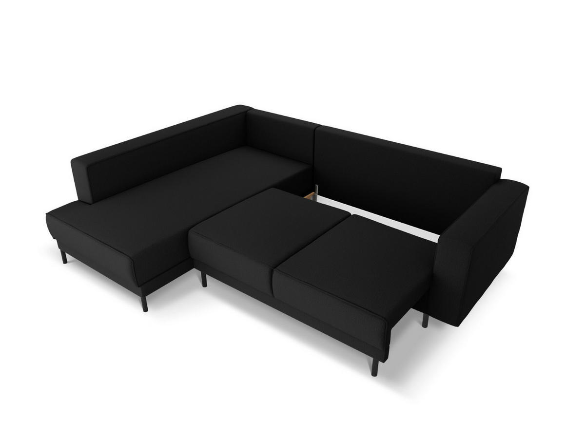 AUSKLAPPBARES-ECKSOFA links Caro aus strukturiertem Stoff schwarz 5 Sitzplätze - Schwarz, Textil (187/247cm) - Micadoni