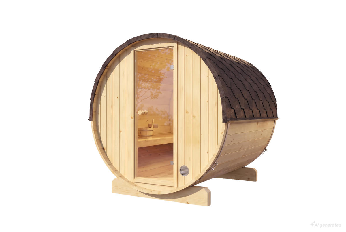 FASSSAUNA Holz Mini S - Naturfarben, Holz (199/215/220cm) - FinnTherm