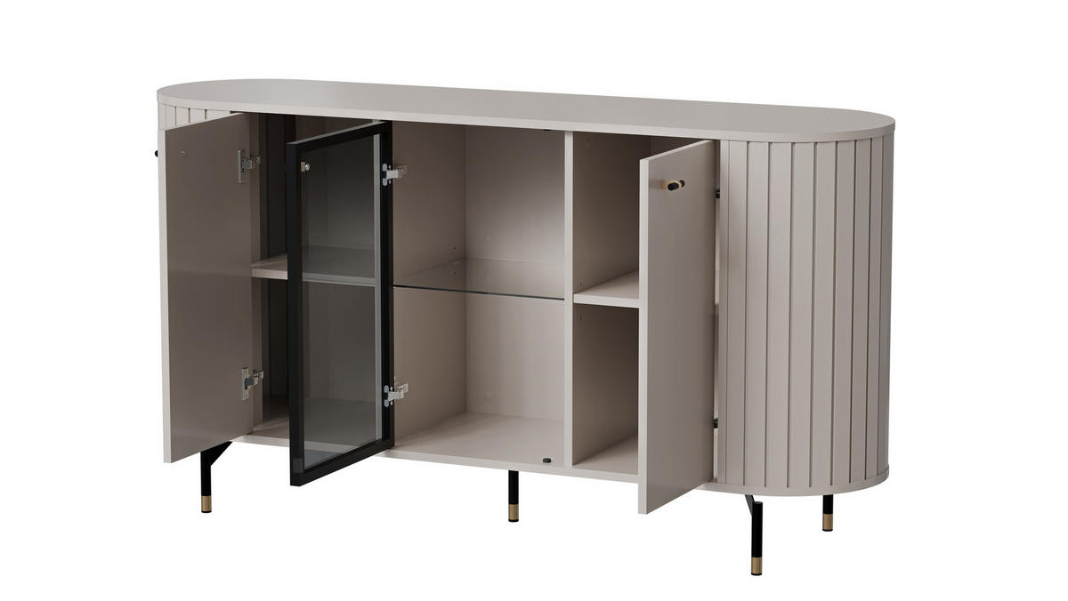 KOMMODE THIRA 150,1/81/40cm mit 3 Türen Kaschmir - Kaschmir, Holzwerkstoff (150.1/81/40cm) - MASSENO