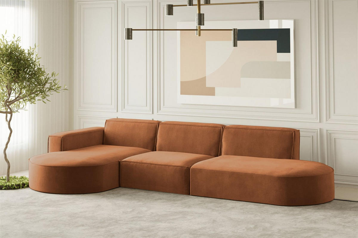 ECKSOFA Palma In Noel - Rot, Holzwerkstoff/Textil (296/165cm) - Fun Möbel
