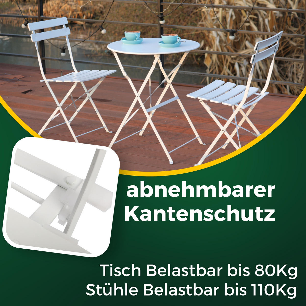 BISTRO SET Weiß - Weiß, Metall - Albatros