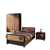 KINDERZIMMER Set komplett Kameko 5 Massivholz+MDF Schwarz/Cognac - Cognac/Schwarz, Holz (250/1/150cm) - 58aufmkessel