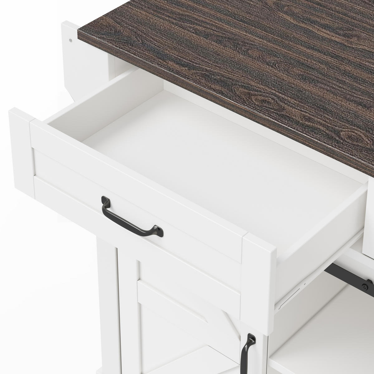 KÜCHENINSEL in Weiß Servierwagen mit klappbarer Arbeitsplatte und Schubladen für Küche, B120/T45(70)/H91 cm - Weiß, Holzwerkstoff (120/91/70cm) - STILVORA