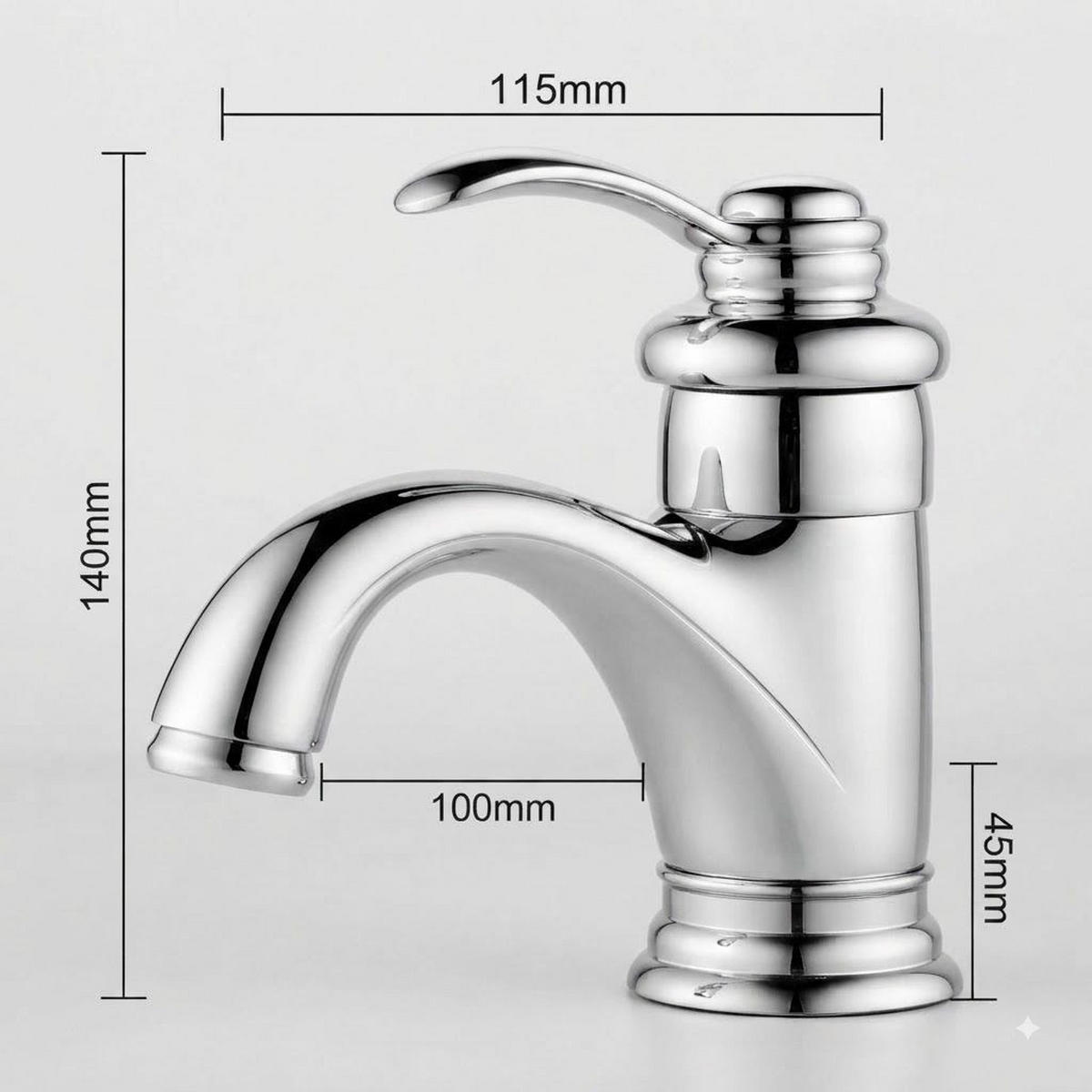 BADEZIMMERARMATUR, inklusive 60 cm Zulaufschlauch, 14 x 11,5 cm, silberfarben. - Silberfarben, Metall (28.45/8.67/11.25cm) - Vallsero