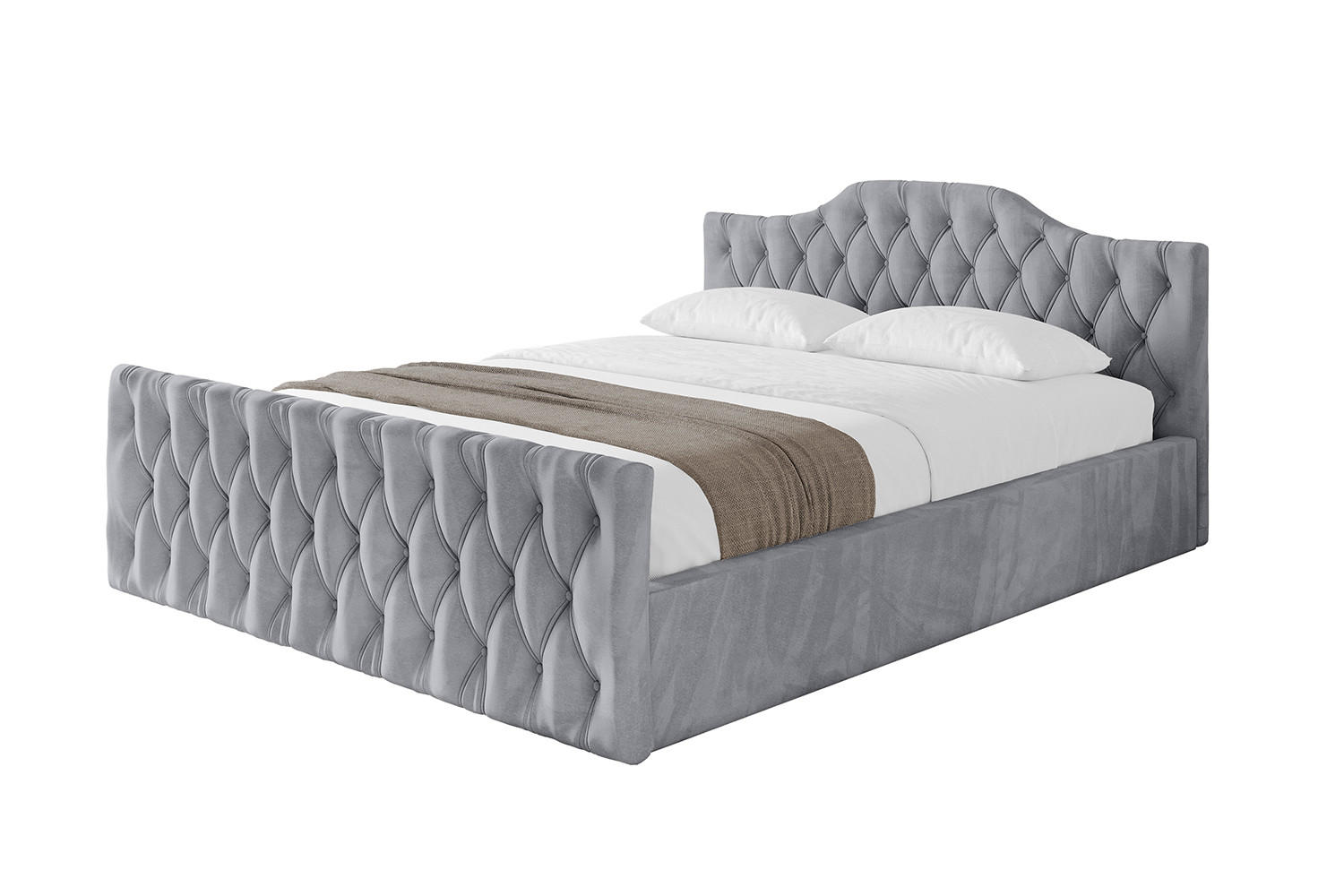 POLSTERBETT mit Bettkasten, Fußteil und Lattenrost, Boxbett mit Matratze H3/H4 - FALIO-Z-V1 180x200 Hellgrau - Hellgrau, Holzwerkstoff/Textil (180/200cm) - ALTDECOR