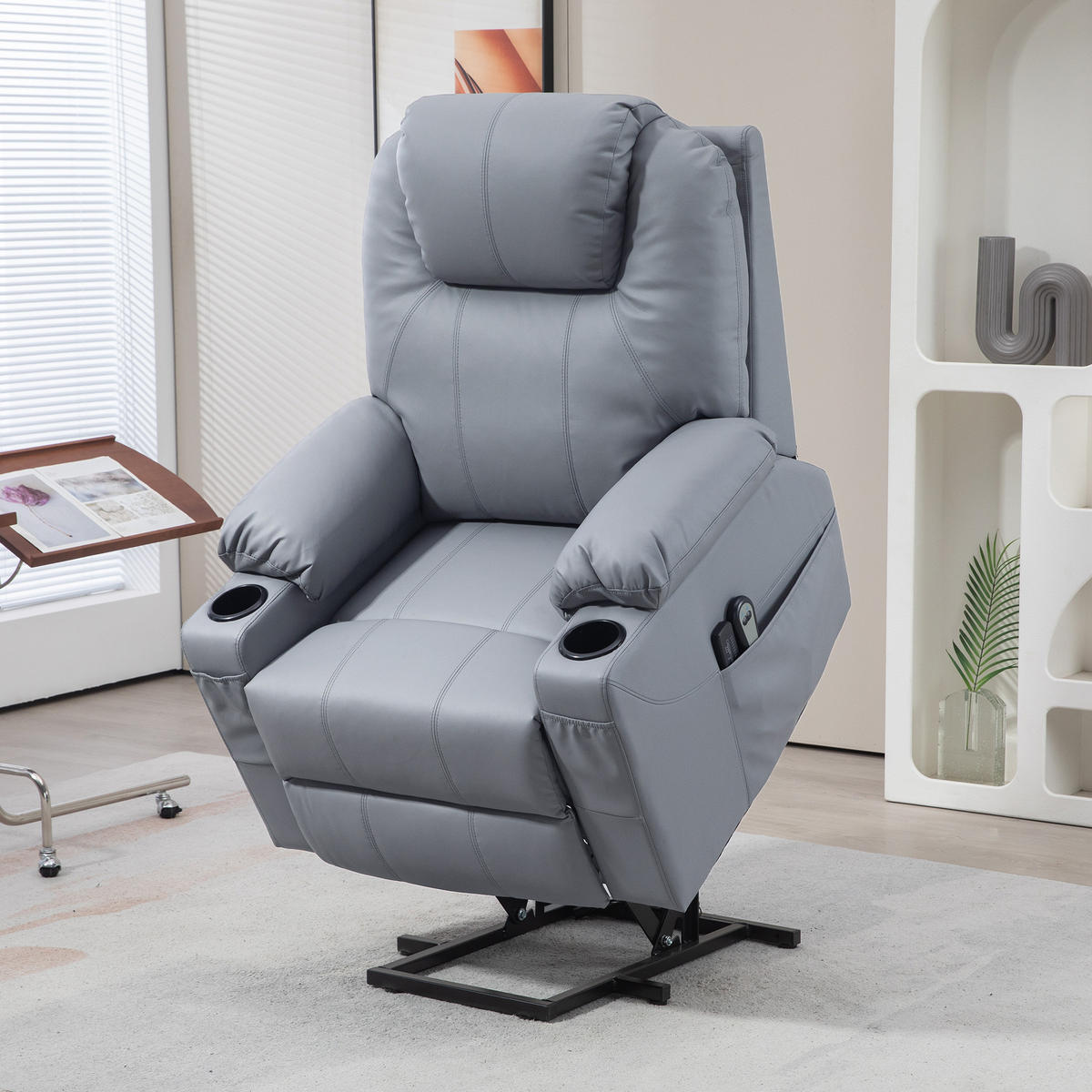 SESSEL mit Aufstehhilfe, Grau - Grau, Kunststoff (99/106/88cm) - HOMCOM