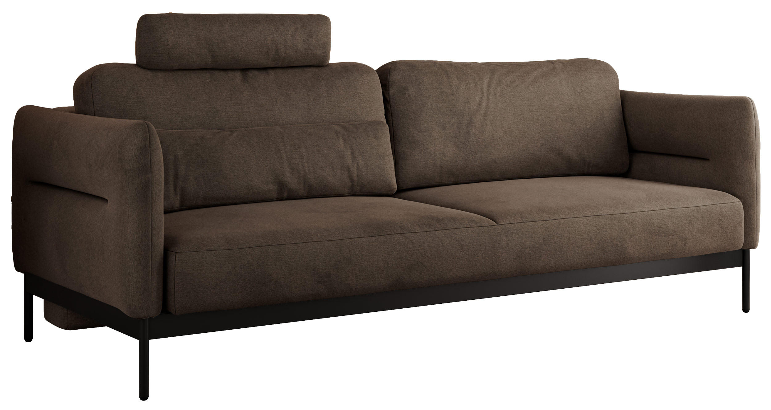 SOFA SALENTO Braun Velvet - Schwarz/Braun, Textil/Metall (221/82/101cm) - MKS