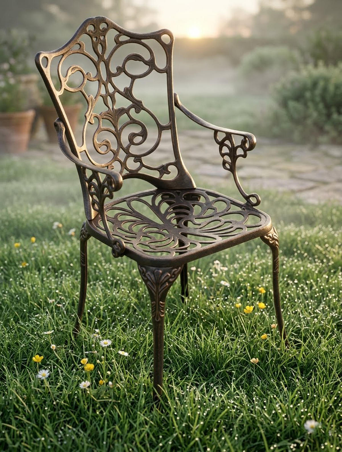 BISTROSET Boulder - Jugendstil - 3-teilig, Aluguss antik bronze - Braun, Metall - TPFGarden