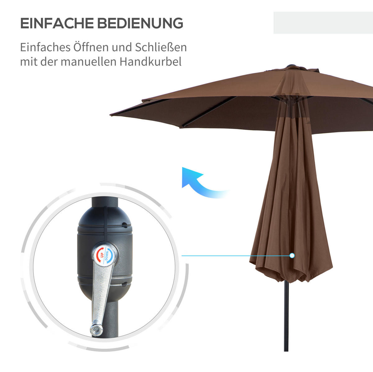 DOPPELSCHIRM aus Stahl 453x267x255 cm in Dunkelblau mit Handkurbel - Dunkelblau, Metall (267/453cm) - Modfu