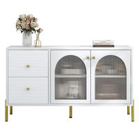 SIDEBOARD mit Vitrine Marmor Glas Weiß - Weiß, Glas (40/73/120cm) - Urban Meuble