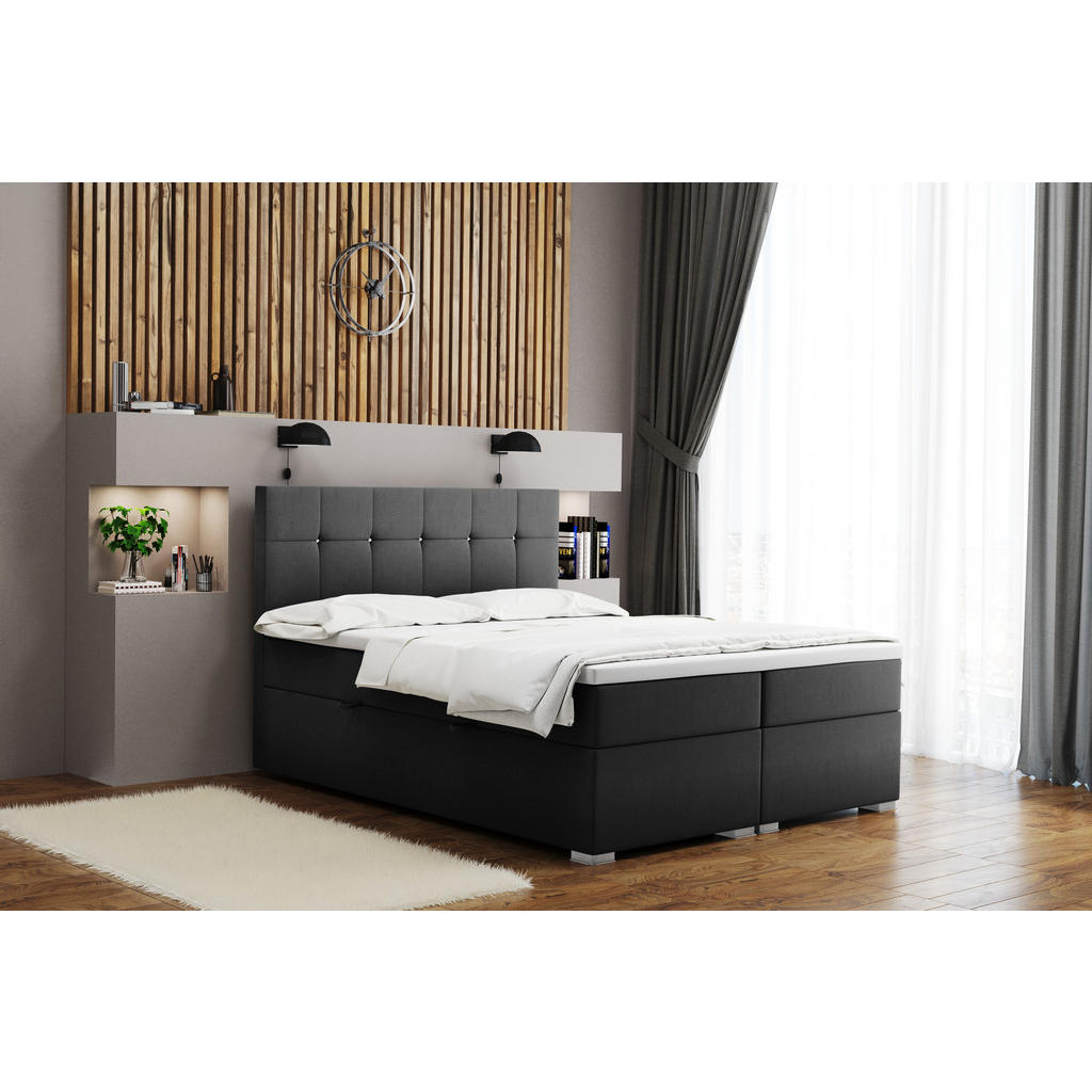 Thumbnail - Kaiser Möbel Boxbett, Dunkelgrau, Textil, 2 Schubladen, H2, Höhe ca. 20 cm, einzeln stellbar,Rechteckig, Rollen, 180x200...