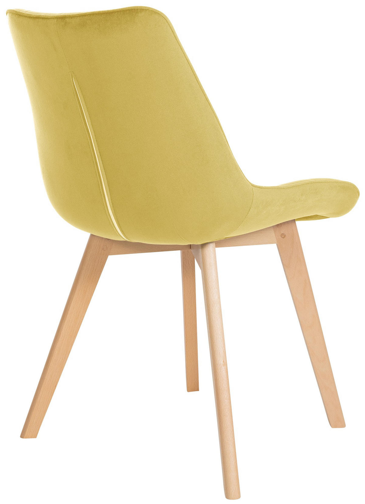 STUHL 2er Set Samt gelb - Eukalyptusholzfarben/Gelb, Holz/Textil (54/84/63cm) - CLP