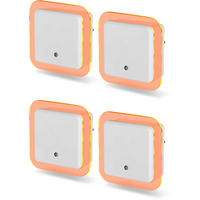 LED-NACHTLICHT - Bernsteinfarben mit Dämmerungssensor und 2 USB-Anschlüssen für Schlafzimmer und Flur, 4er-Set - Weiß, Kunststoff (6.8/9.2/9.2cm) - Northpoint