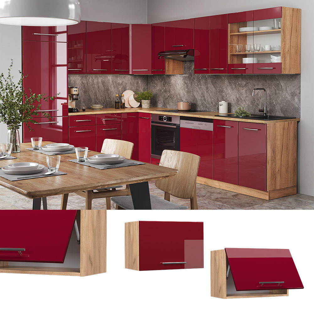 HÄNGESCHRANK Fame-Line Bordeaux Hochglanz 60 cm Flach - Honigeiche/Bordeaux, Holzwerkstoff (60/40/34.1cm) - Vicco