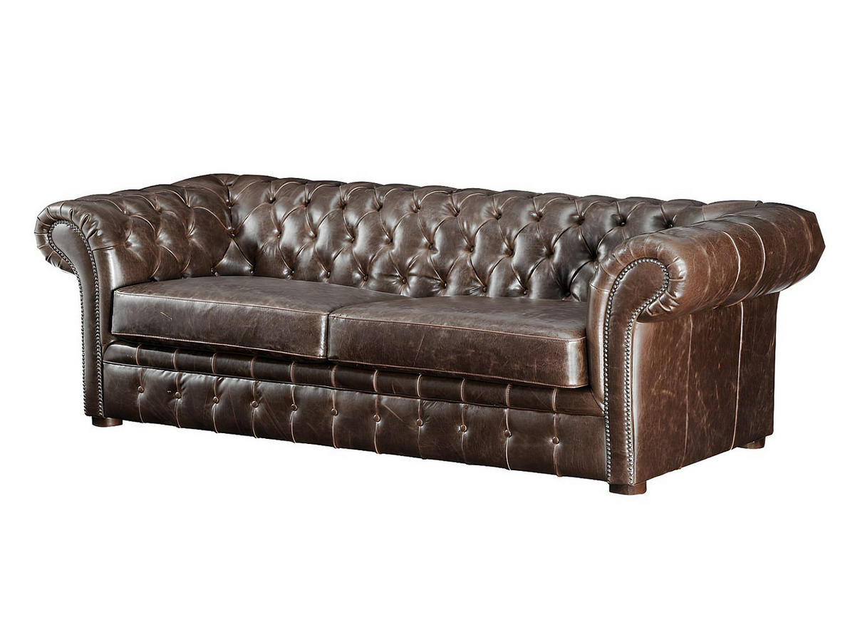 COUCHGARNITUR mit Sessel - 4 Personen - Leder - Schokoladenbraun CLOTAIRE - Braun, Leder (232/73/90cm) - Vente-Unique