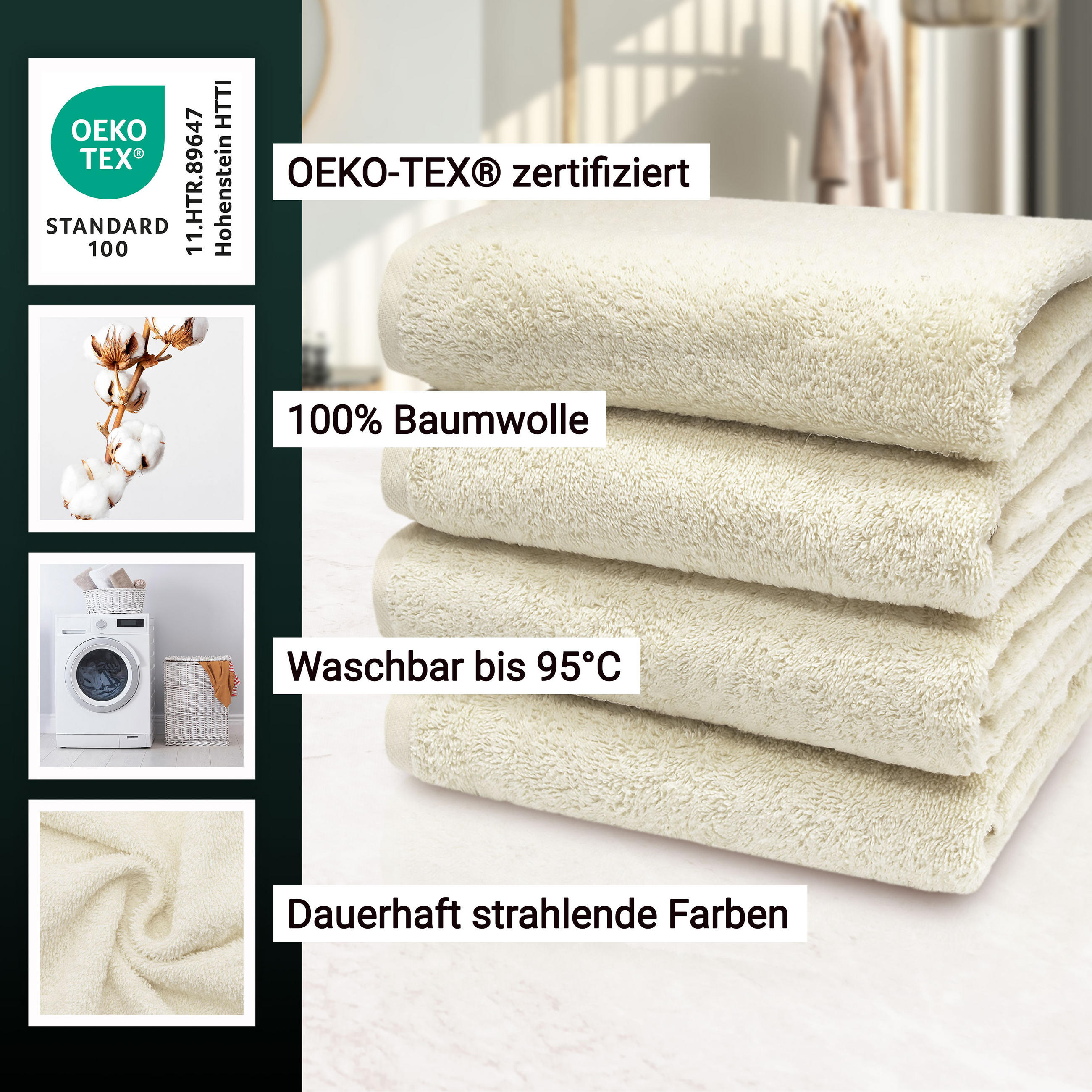 HANDTÜCHER, 4er-Set, 50x100 cm, 100% Baumwolle, Braun - Creme, Textil (50/100cm) - Zollner