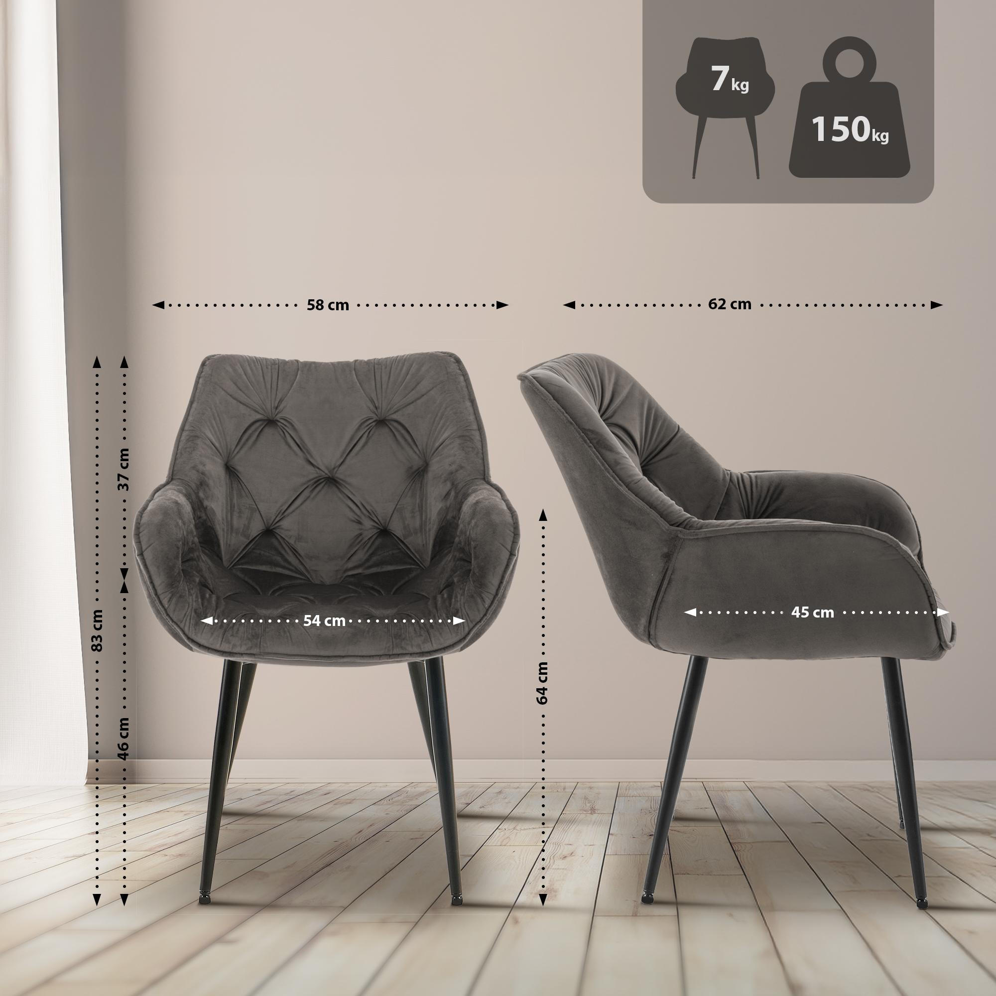 Thumbnail - CLP Armlehnenstuhl, Anthrazit, Textil, 58x83x62 cm, Esszimmer, Stühle, Esszimmerstühle, Armlehnenstühle