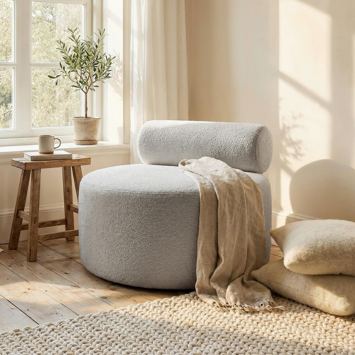 SESSEL CHERRY 90/78 cm, in Hellgrau - Hellgrau, Textil (90/78/90cm) - Idohome