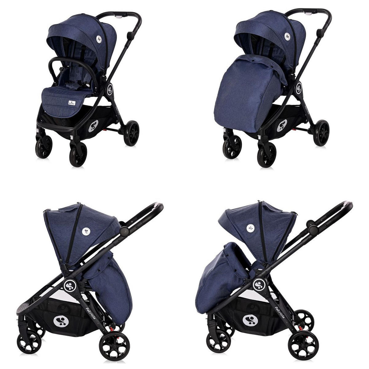KOMBIKINDERWAGEN 2 in 1 Patrizia blau Babywanne, Sportsitz, Sitz umkehrbar - Blau, Metall (93/55/99cm) - Lorelli