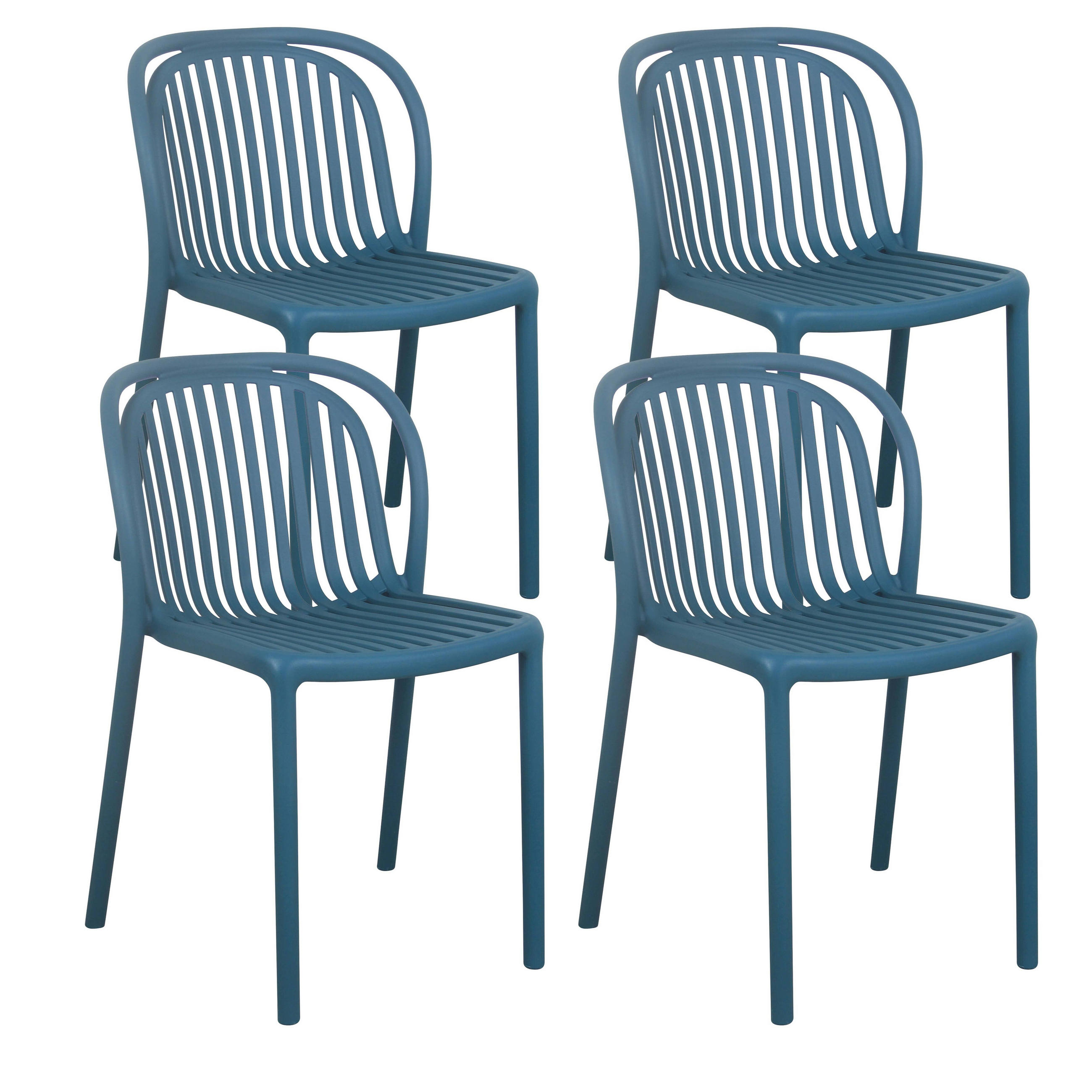 GARTENSTUHL 4-tlg., Blau - Blau, Kunststoff (58/49cm) - Oviala