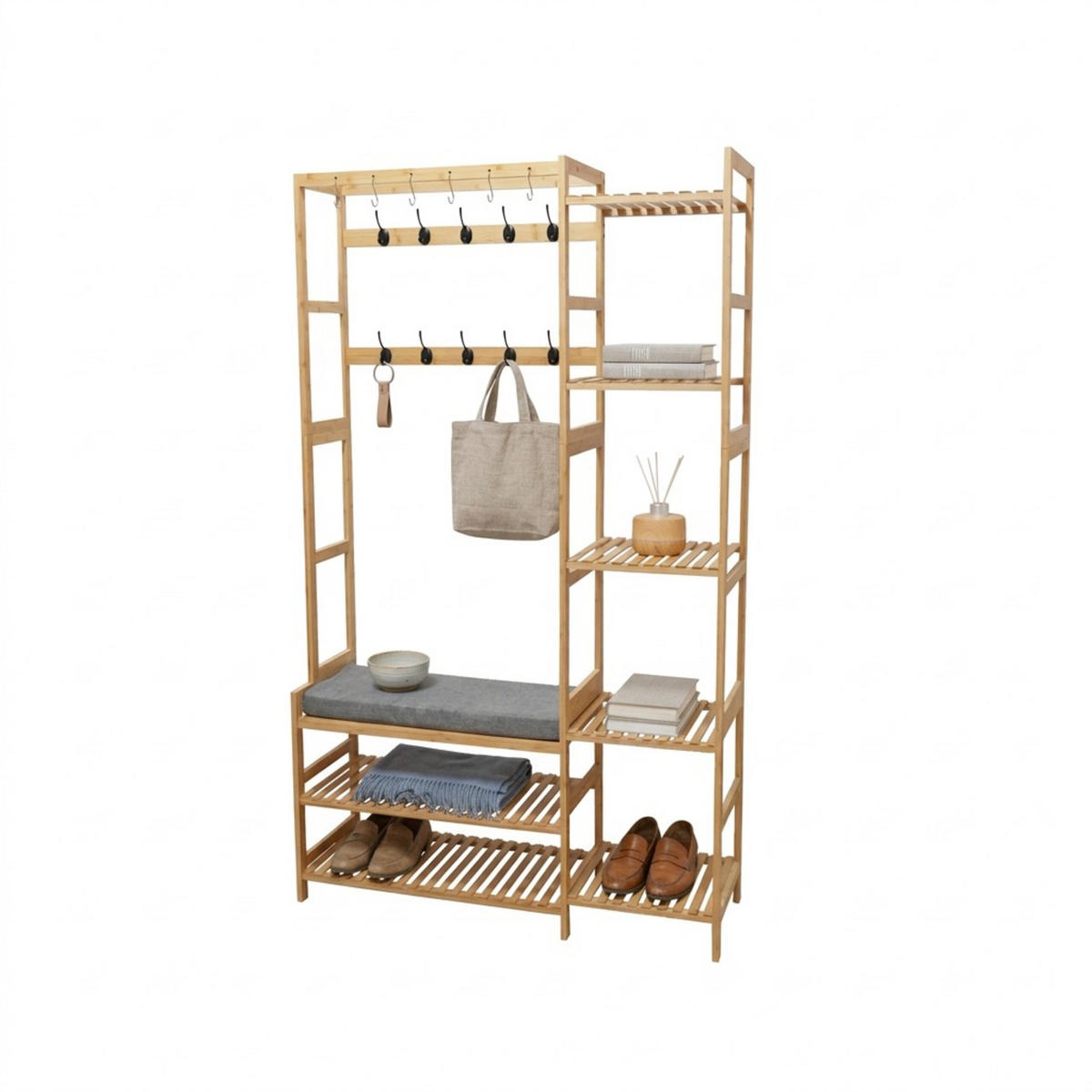 VĚŠÁK - světle hnědá, dřevo/textil (104/175/30cm) - Relaxdays