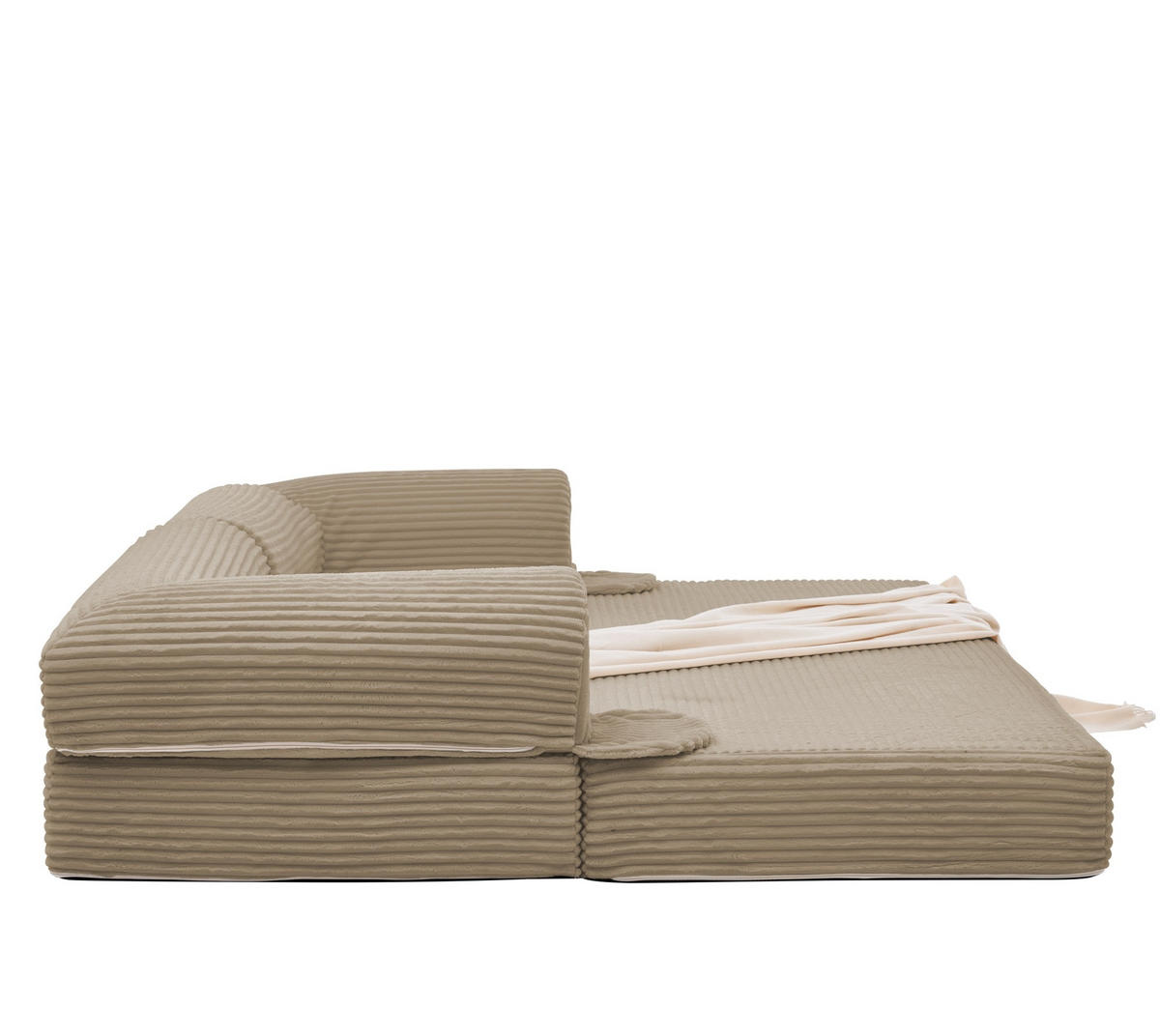 SCHLAFSOFA 2-Sitzer aus Rippcord Beige - Braun, Kunststoff (78/65/190cm) - Meubliv