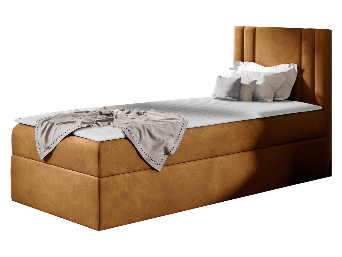 BOXBETT Carmen Mini, Seite zum Öffnen des Bettkastens: Rechts - Bronzefarben, Holz (90/200cm) - MIRJAN24