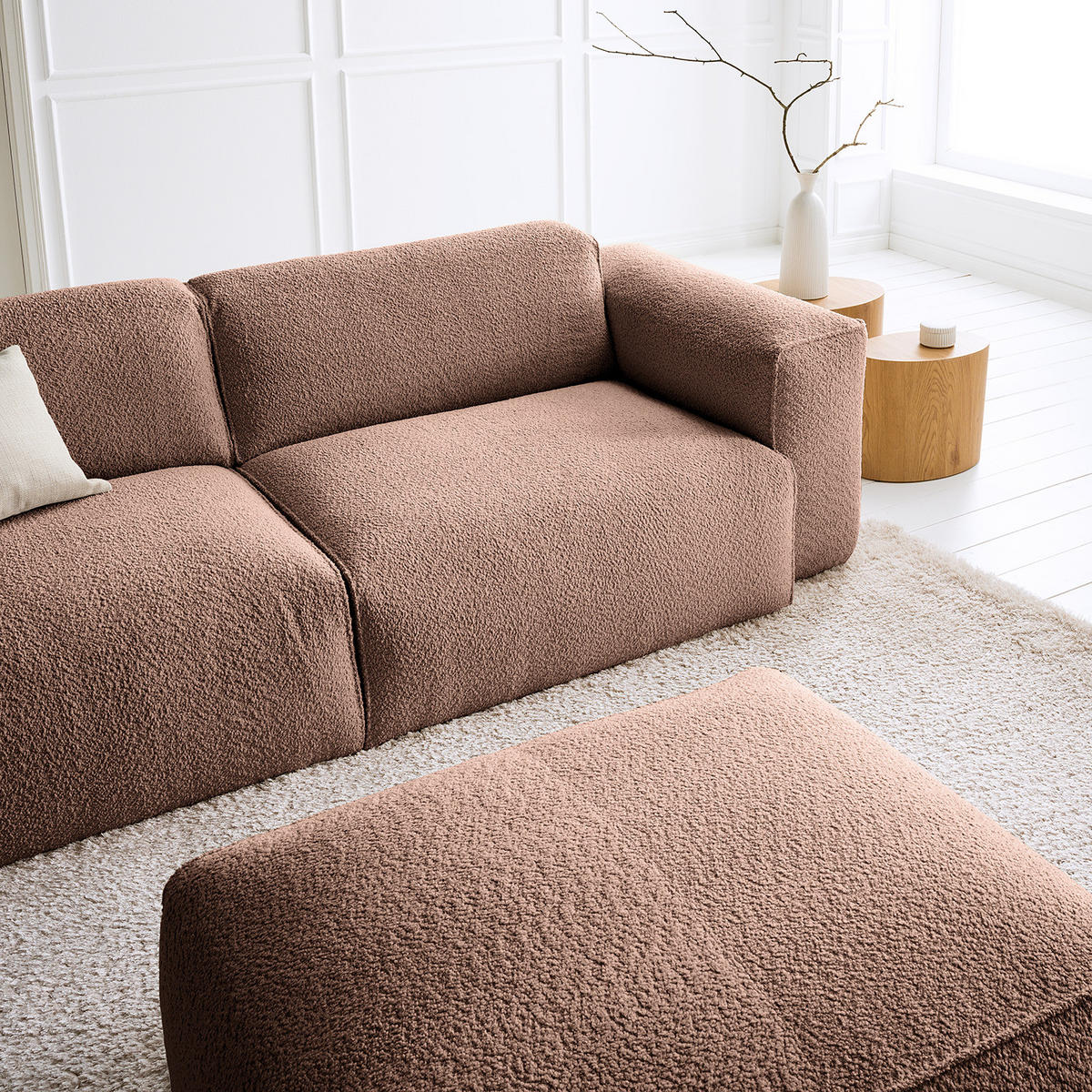 3-SITZER SOFA - Mauve/Schwarz, Kunststoff/Textil (251/71/102cm) - home24