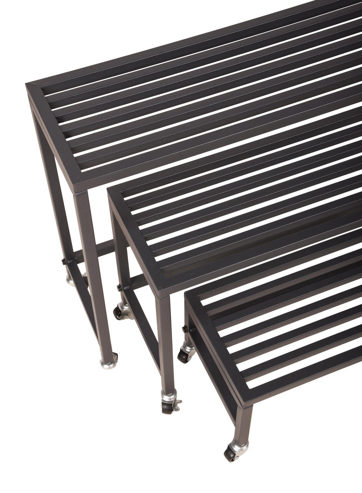 PFLANZBANK Jakob 3er Set Schwarz Stahl Blumenständer - Schwarz, Metall (20/45/70cm) - DELUKE