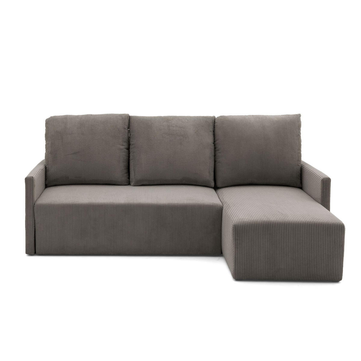 ECKSOFA GARDA L universell links/rechts montierbar mit Schlaffunktion 132x198 cm Cord Hellbraun - Hellbraun/Schwarz, Holz/Kunststoff (209/145cm) - NACANAPA