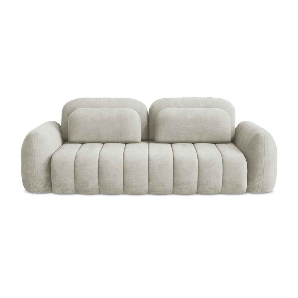 3-SITZER SOFA mit Schlaffunktion Chenille Stoff Creme - Perlmutt/Schwarz, Holzwerkstoff/Kunststoff (266/95/121cm) - LaMiaSofa