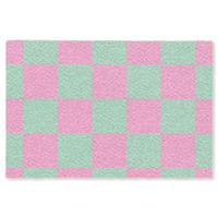 ROHOŽKA Šachovnicový vzor - zelená - růžová - kostky 120x80 cm - mátově zelená, textil/umělá hmota (120/0.4cm) - MuchoWow