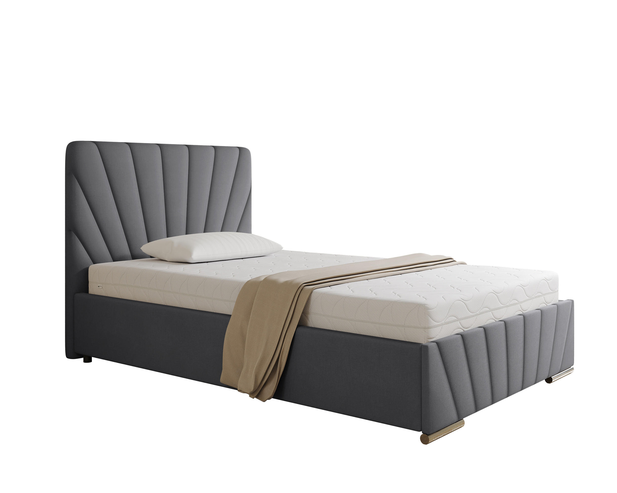 POLSTERBETT Ray 120 x 200 cm mit Bettkasten und Lattenrost Taschenfederkernmatratze mit Kokos 20cm - dunkelgrau - Dunkelgrau, Holz (120/200cm) - Homesy
