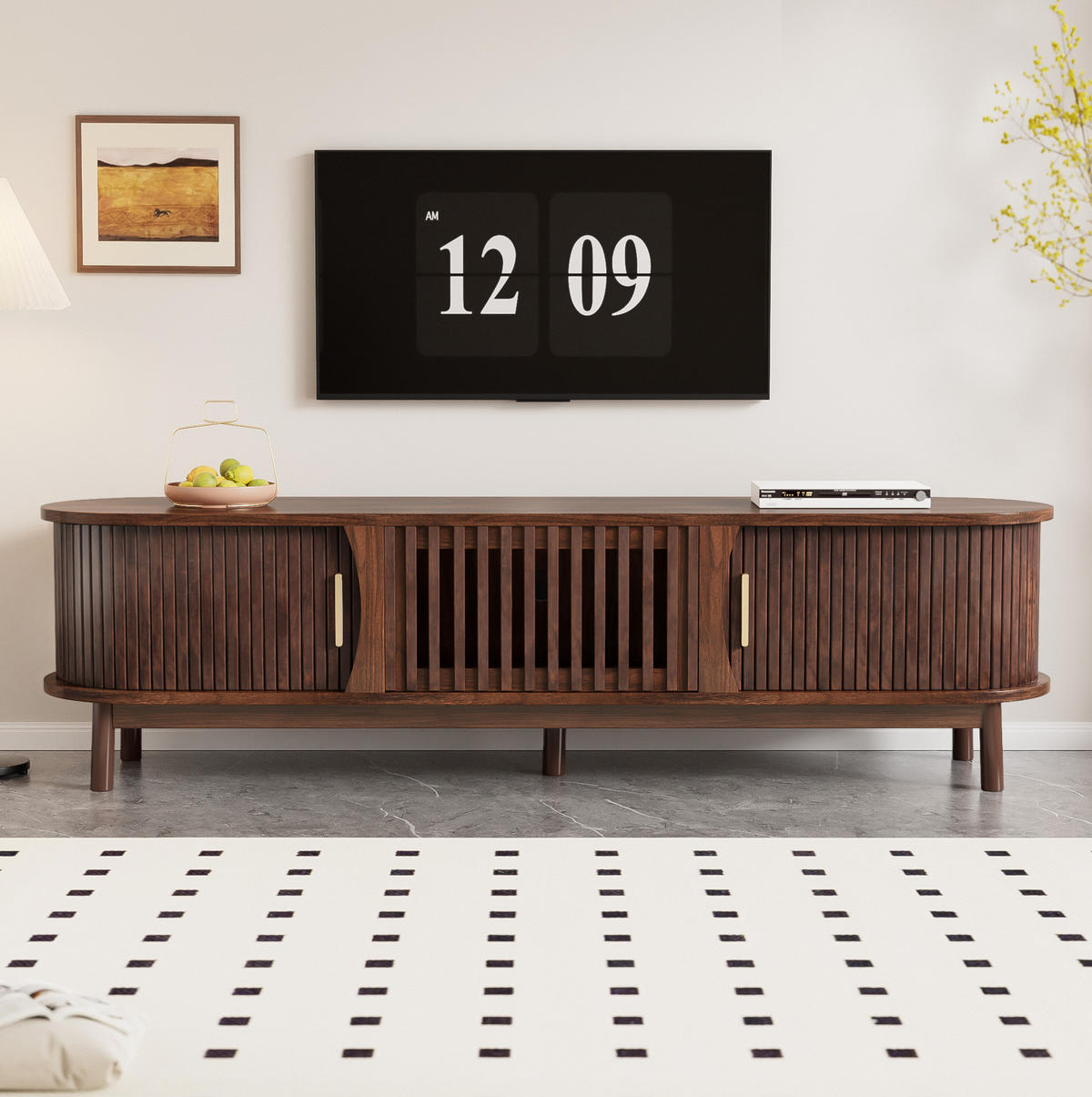 TV-ELEMENT mit Schiebetür und Klapptür 165 x 39,5 x 46 cm MDF Braun - Braun, Holzwerkstoff (39.5/46/165cm) - Beauniv