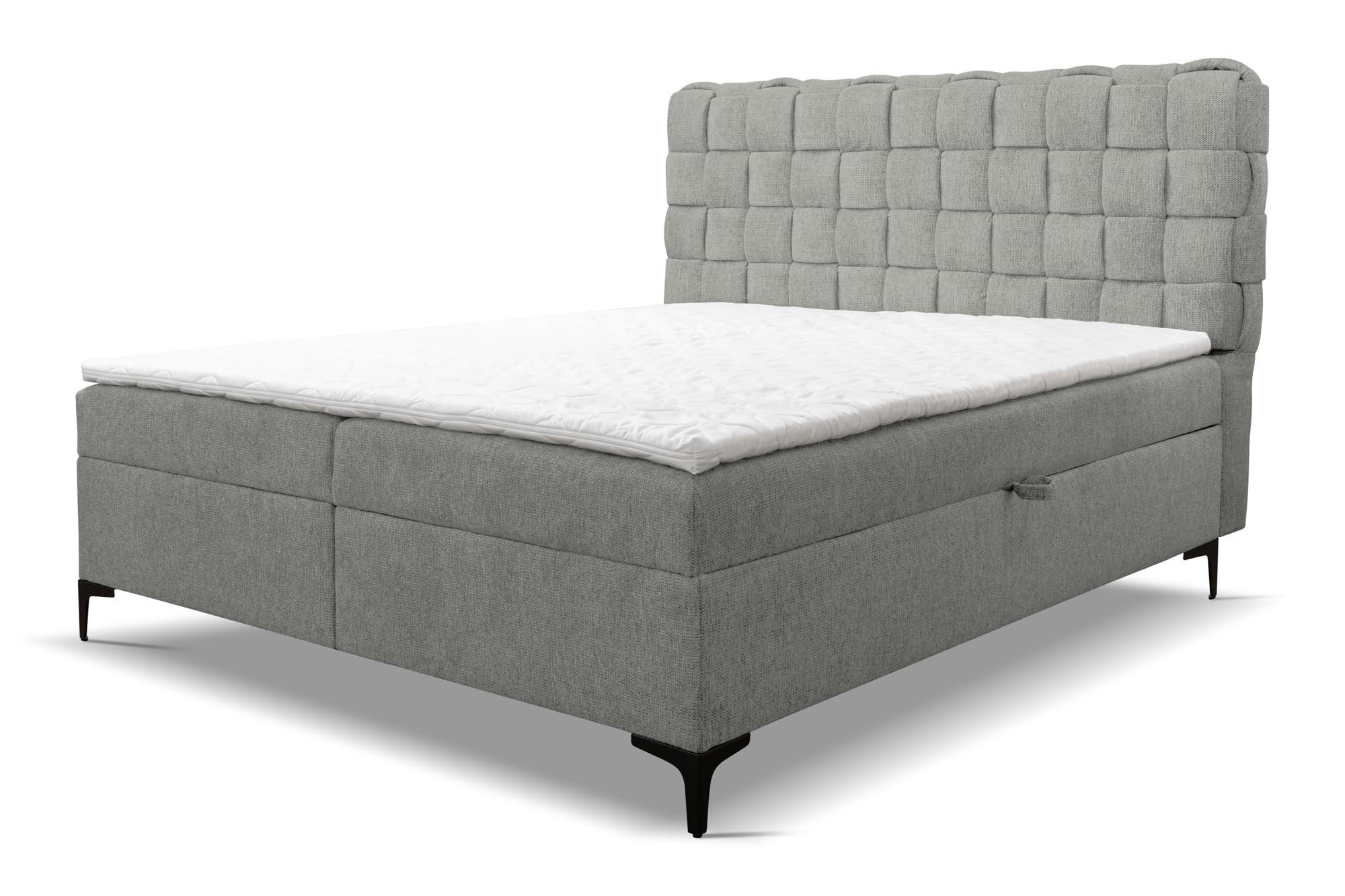 BOXBETT ROMA mit zwei Bettkästen H2/H3 Matratze und Topper 140 x 200 cm - Grau, Holzwerkstoff (140/200cm) - VENASI MÖBEL