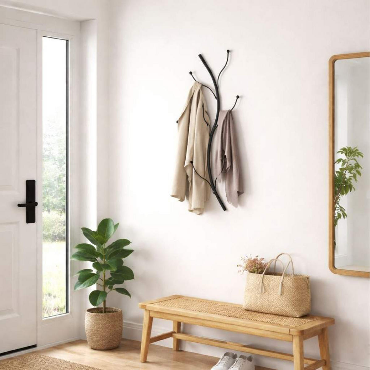 DANDIBO Wandgarderobe Metall Schwarz 93861 Flora Garderobe Wand Garderobenhaken Flurgarderobe Kleiderhaken Hakenleiste - Schwarz, Metall (22/97/8cm) - DanDiBo