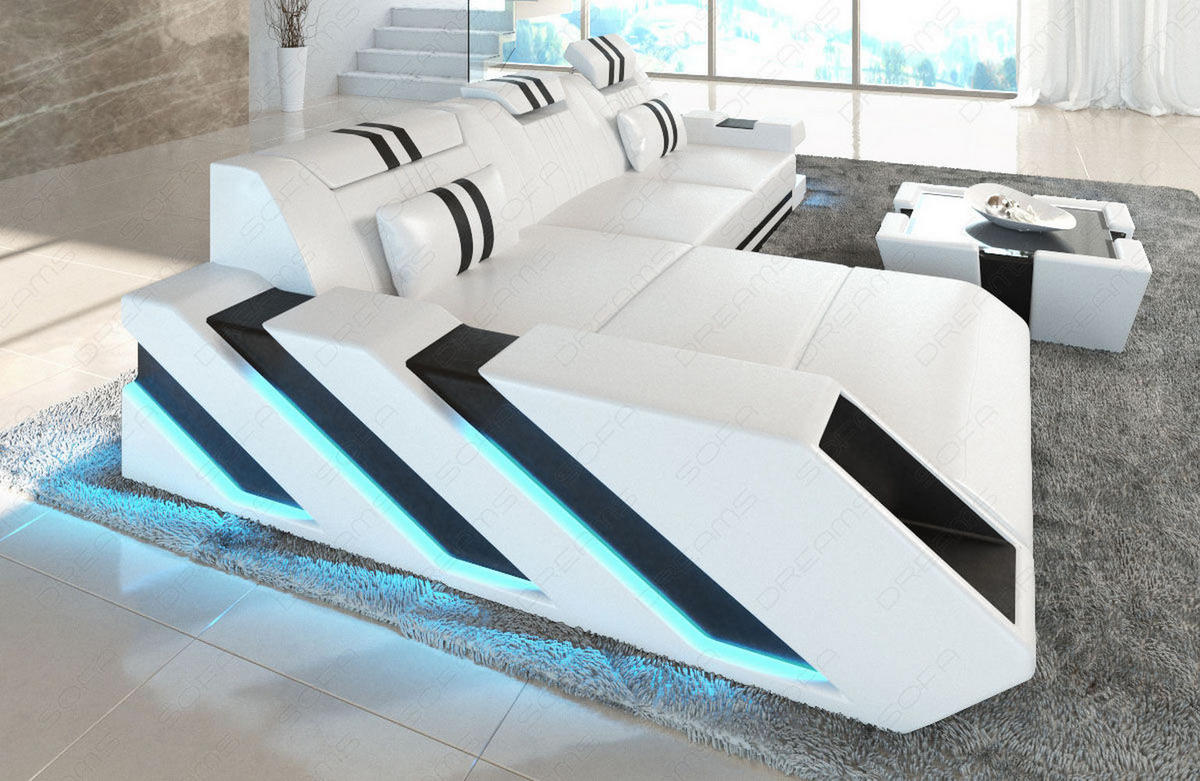 ECKSOFA Apollonia L - Weiß, Leder (295/190cm) - Sofa Dreams