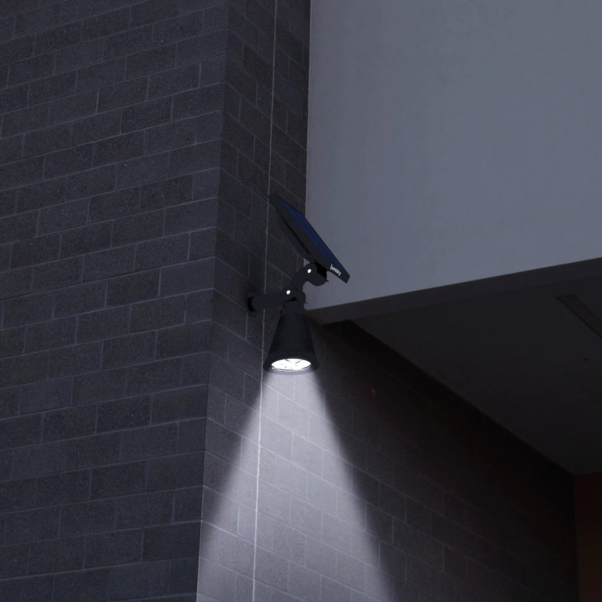 SPIKY Solar-Strahler, Kaltweiß, 200 lm - Schwarz, Kunststoff (29/9/34cm) - Lumisky