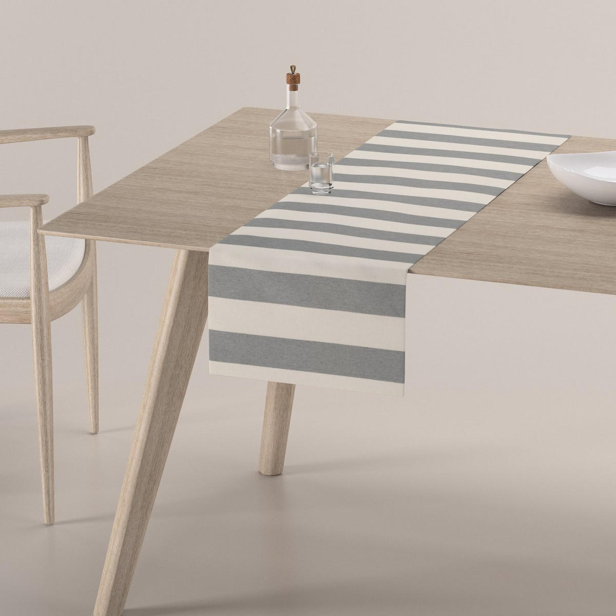 TISCHLÄUFER Quadro, weiß und grau, 40x130 cm - Weiß, Textil (40/130cm) - Dekoria