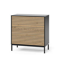 KOMMODE Eliza Schwarz/Eiche 80 x 81.2 cm 2 Schubladen - Honigeiche/Anthrazit, Holzwerkstoff (80/81.2/40cm) - Vicco
