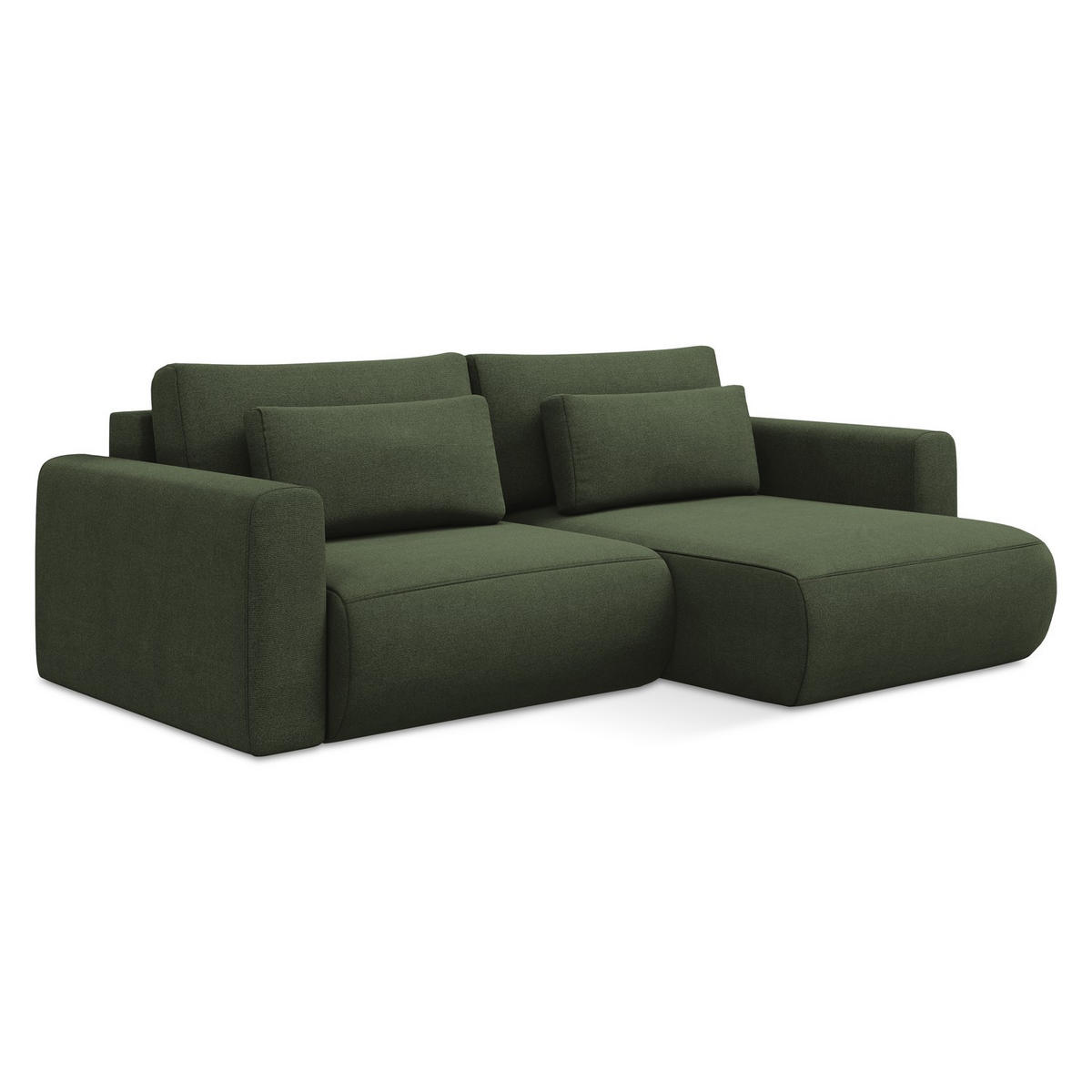 ECKSOFA mit Schlaffunktion Strukturstoff Stoff Grün - Schwarz/Olivgrün, Kunststoff/Textil (240/149cm) - LaMiaSofa