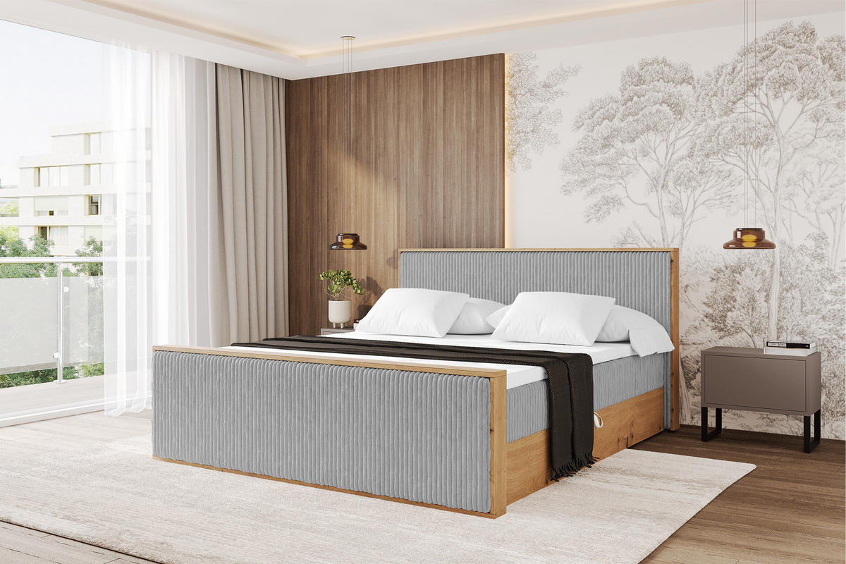 BOXBETT LOLLI9 -Z 140x200 - H4 Grau - Grau, Holzwerkstoff (140/200cm) - ALTDECOR