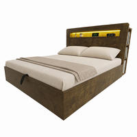 BETT 180/200 cm in Holz mit Bettkasten, LED und Steckdosen - Nussbaumfarben, Holz/Holzwerkstoff (180/200cm) - WISHDOR