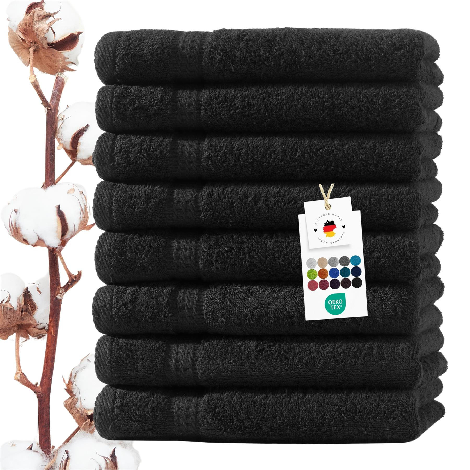 HANDTUCH 50x100 cm Frottier Handtücher im 8er Set aus 100% Baumwolle, Schwarz 500g/m2 - Schwarz, Textil (50/100cm) - Carpe Sonno