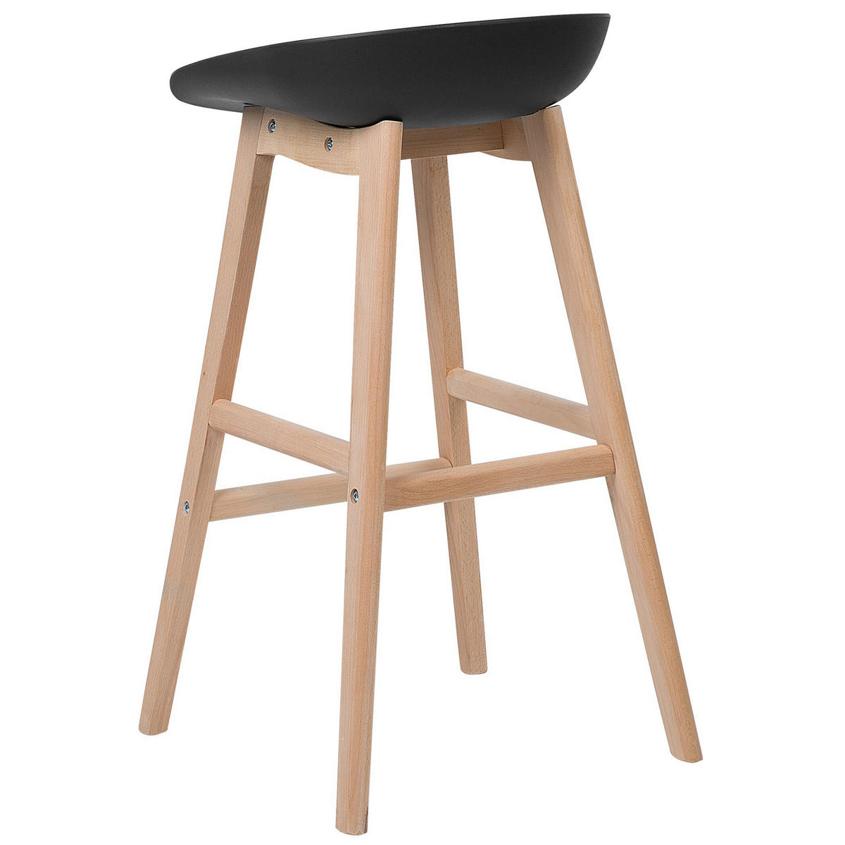 BARSTUHL 2er-Set Kunststoff Schwarz Micco - Schwarz, Holz/Kunststoff (42/85/46cm) - Beliani